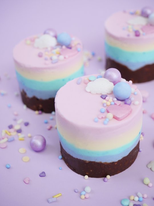 Mini Rainbow Cheesecakes