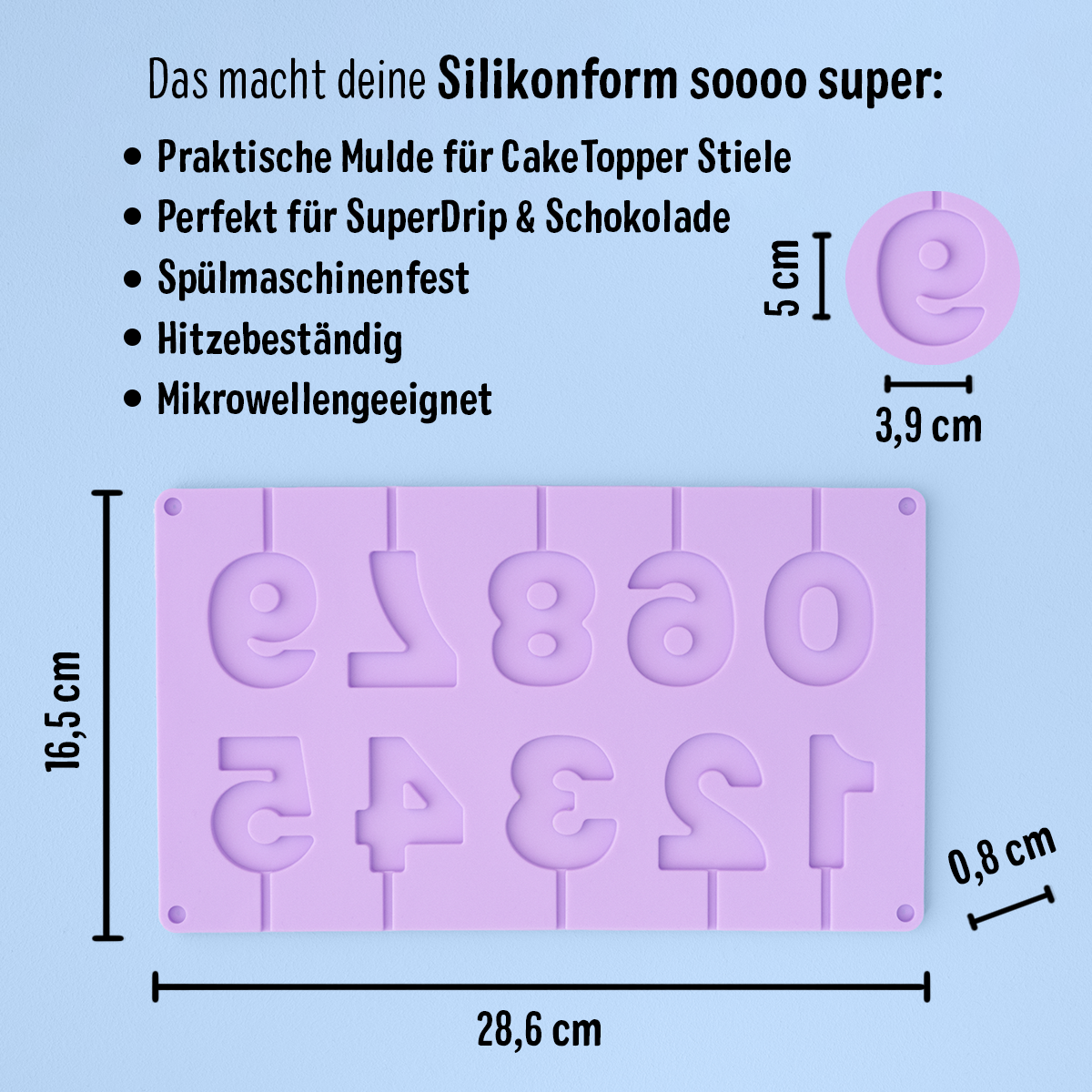 Silikonform Zahlen am Stiel